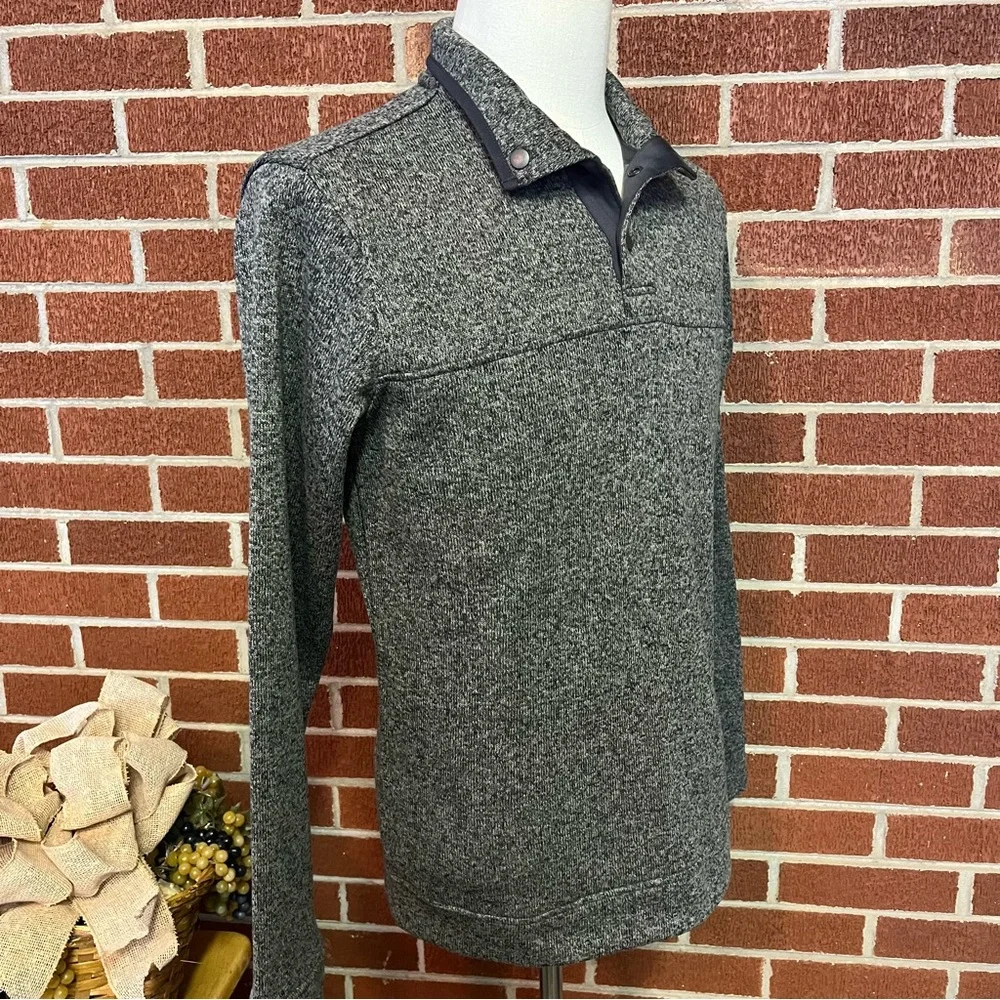 -Eddie Bauer Radiator Fleece Grey Pullover Sweater W/ Grey Trim Warm Mens Medium